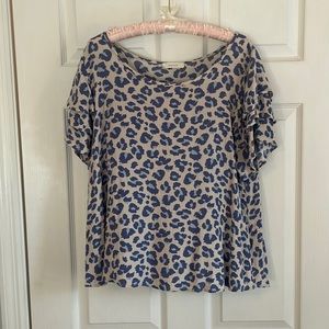 Entro animal print ruffle sleeve blouse.